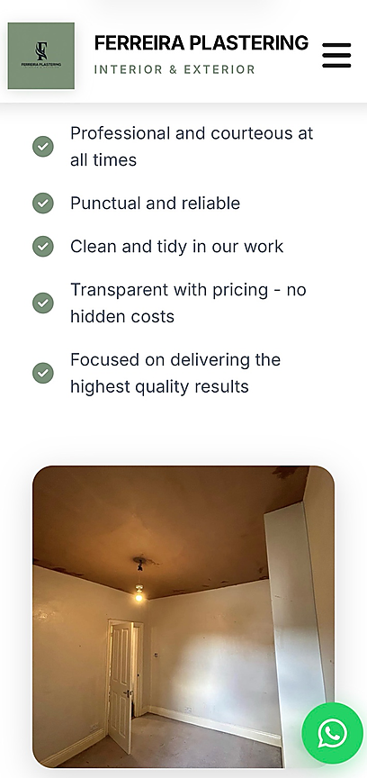 Ferreira Plastering — mobile view