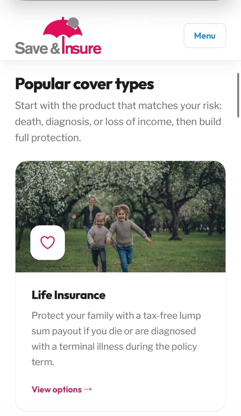 Save and Insure on mobile