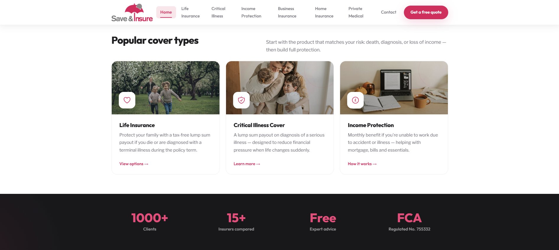 Save and Insure cover types